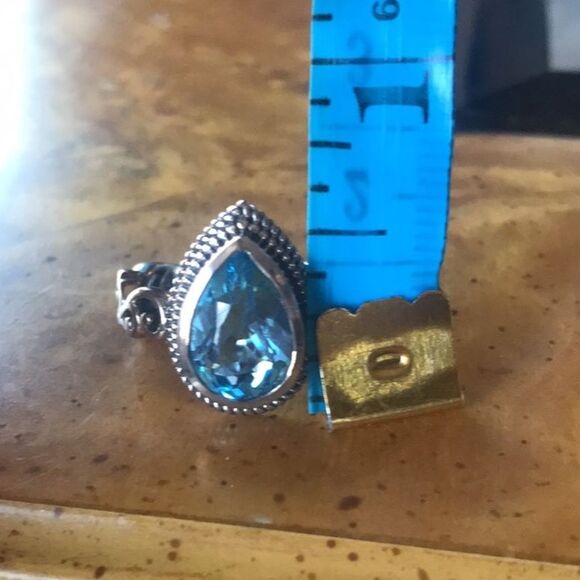 Natural Marambaia Blue Topaz Sterling Silver Solitaire Ring Size 8 - Picture 8 of 9